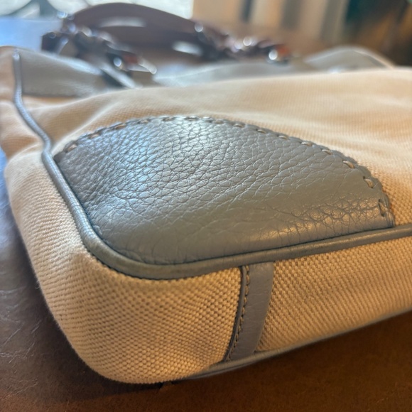 Prada Selleria Canvas Leather Tote linen and pastel Blue - Picture 9 of 9